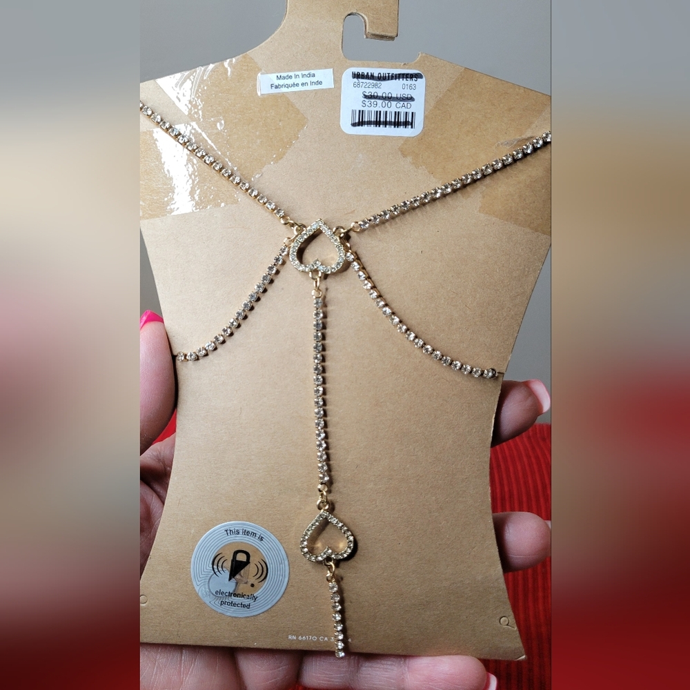 Urban Outfitters Rhinestone Gold Heart Body Jewelry New - Picture 8 of 8